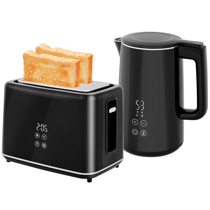 Homcom 1.5l 3000w Fast Boil Electric Kettle & 2 Slice Toaster Set - 7 Temperature Settings, 7 Browning Levels