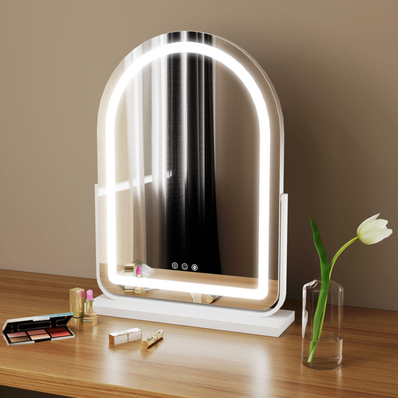 Homcom Led Vanity Mirror With 3 Colour Modes 360 Rotation - Touch Control
