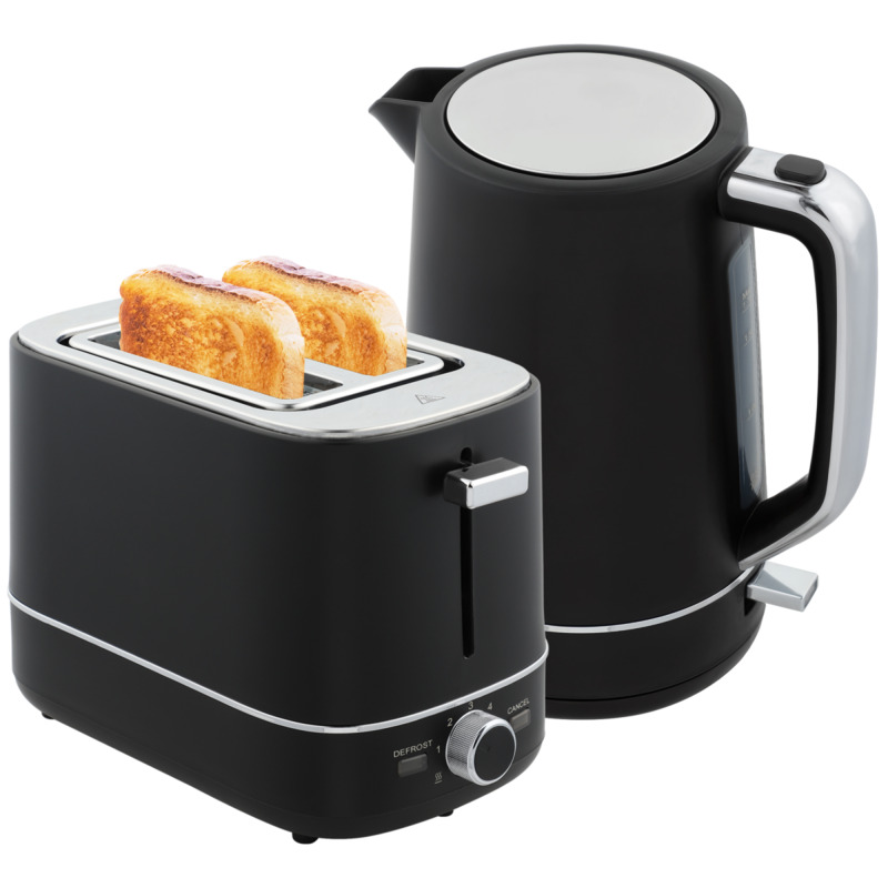 Homcom 1.7l 3000w Rapid Boil Electric Kettle & 2 Slice Toaster Set - Black