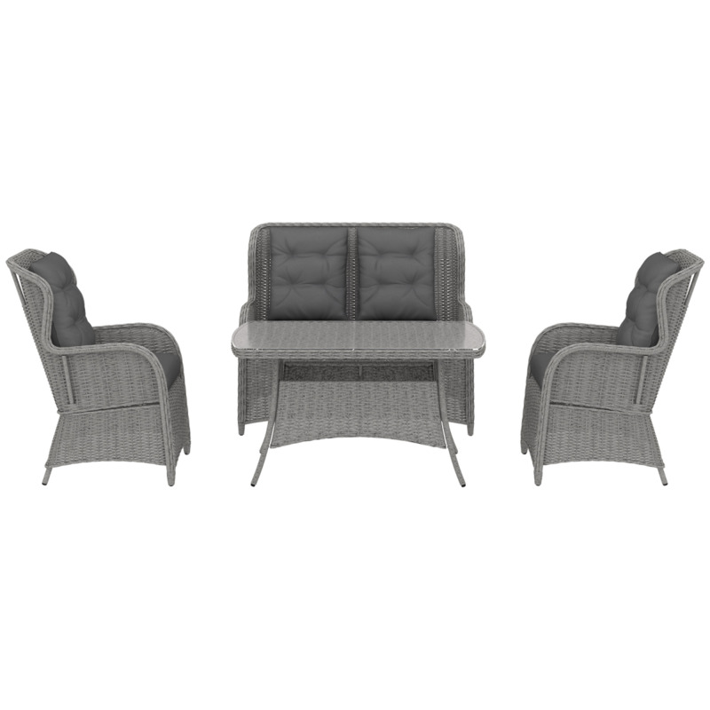 Outsunny 4 Piece Rattan Sofa Set - Light Grey