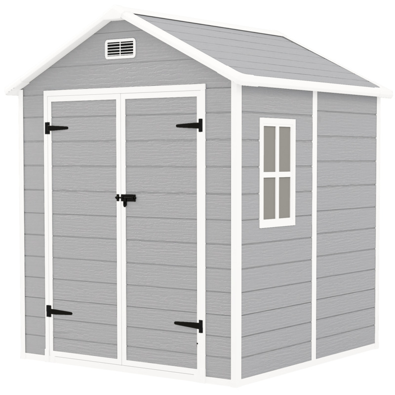 Outsunny Plastic Garden Shed 182 X 151 X 219cm - Weatherproof Polypropylene Resin Wood Effect