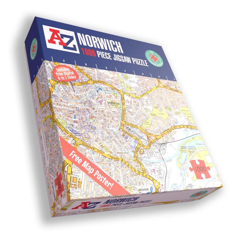 A To Z Norwich Map 1000 Piece Jigsaw Puzzle