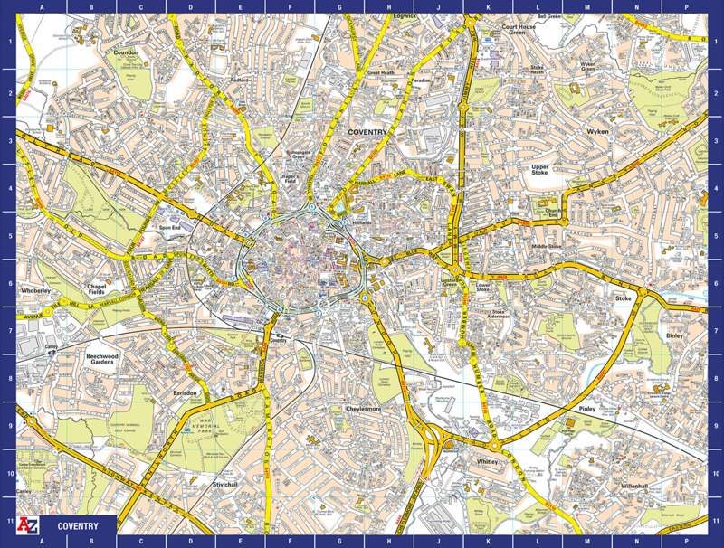 A To Z 1000 Piece Jigsaw Puzzle - Detailed Map Of Coventry