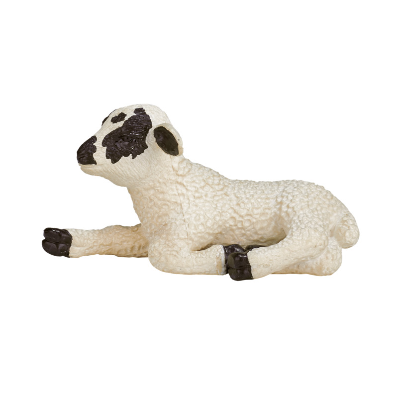 Mojofun Black-faced Lamb Lying Down Figurine - Farm Animal Realistic Sculpture
