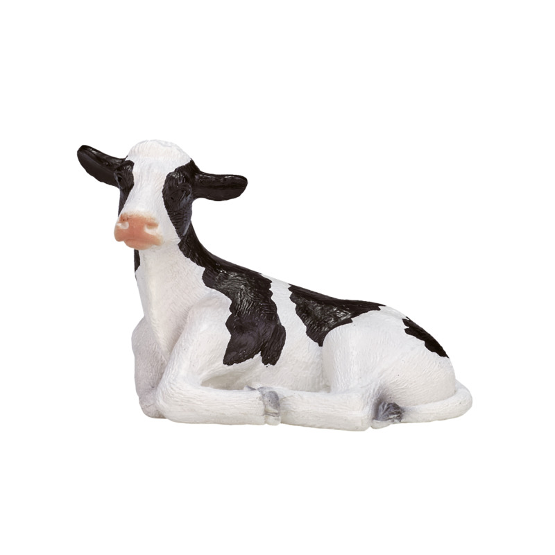 Mojofun Holstein Calf Lying Down Figurine - Realistic Farm Animal Model