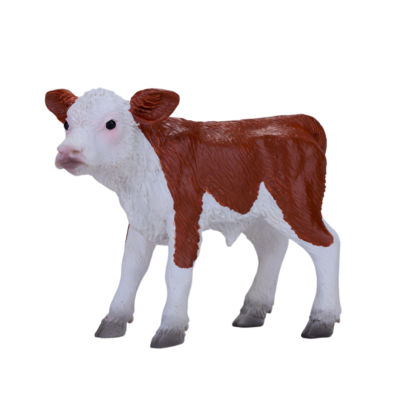 Mojo Fun Polyvinyl Chloride Hereford Calf Figurine - Uk Crafted, Hand-painted