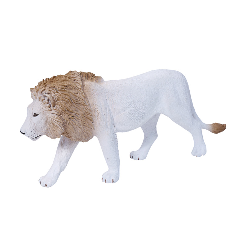 Mojo Fun White Male Lion Figurine – Realistic Hand-painted Polyvinyl Chloride Toy