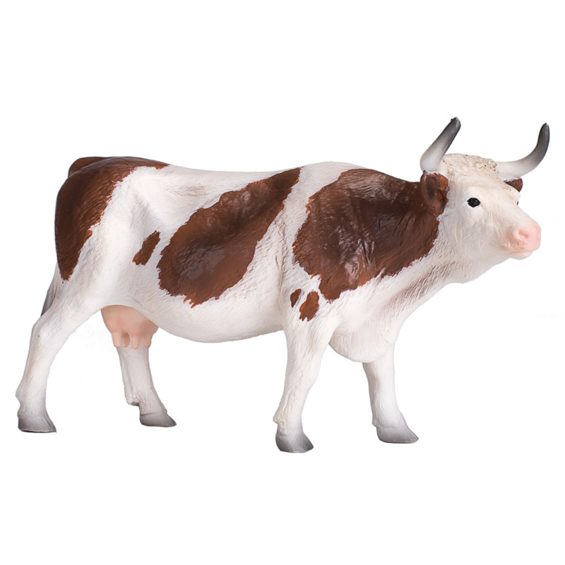 Mojofun Simmental Cow Figurine - Realistic Farm Animal Toy