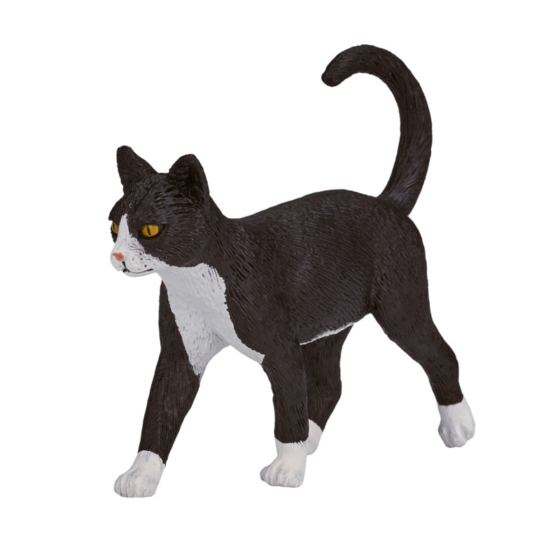 Mojofun Black & White Cat Figurine - Realistic Pet Model