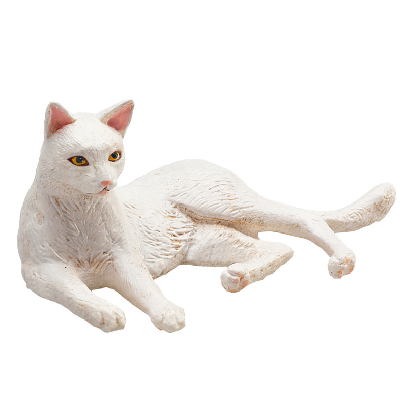 Mojofun White Cat Figurine - Lifelike Decorative Ornament