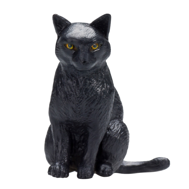 Mojofun Black Cat Figurine - Realistic Pet Decor