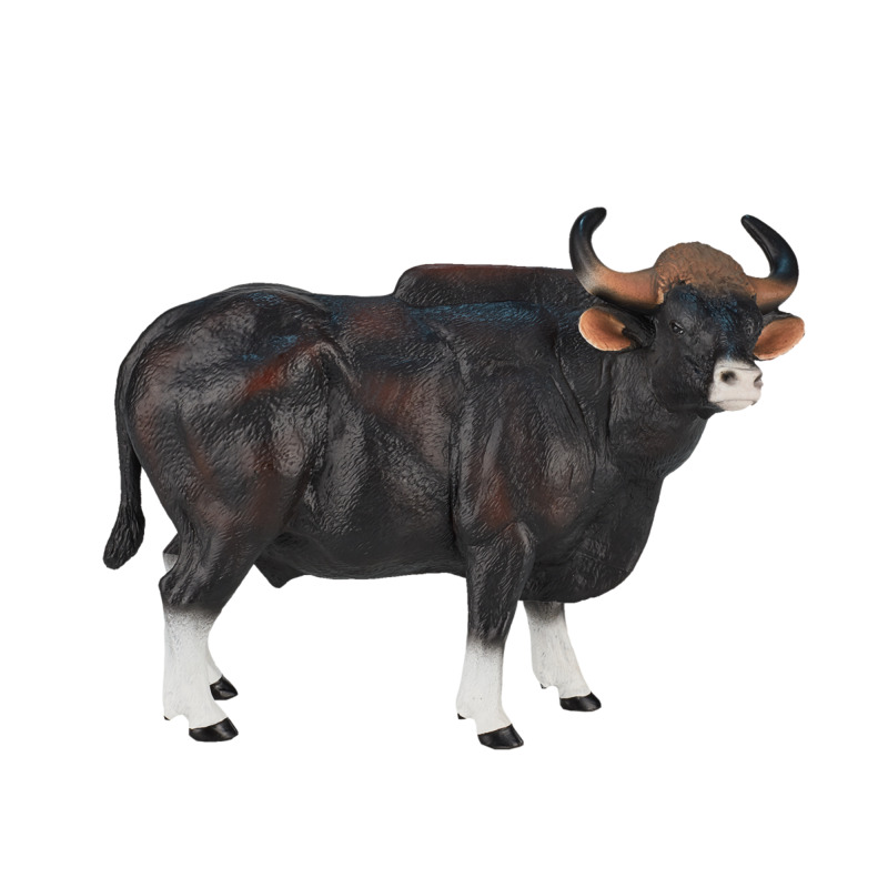 Mojofun Realistic Gaur Bull Figurine Toy - Wildlife Animal Replica