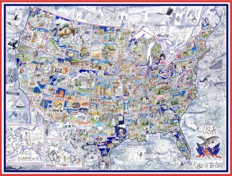 Tim Bulmer Usa Map 1000 Piece Jigsaw Puzzle