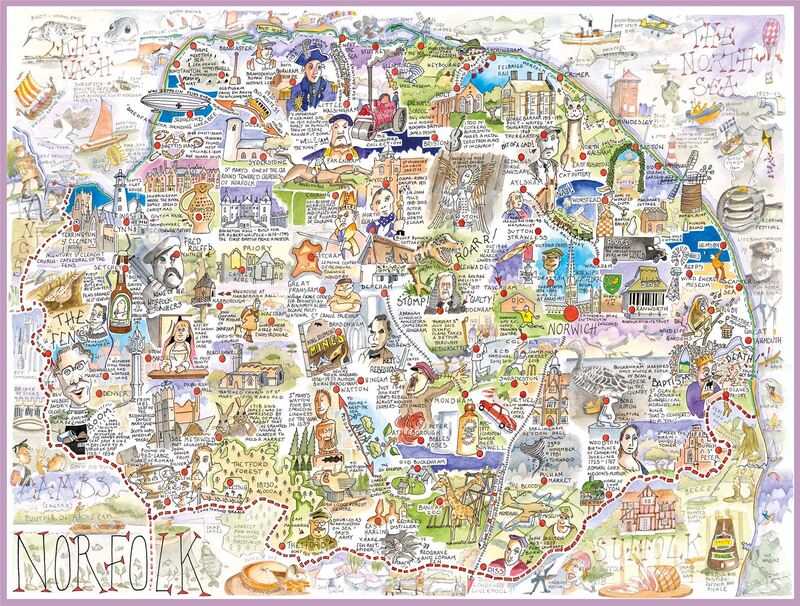Tim Bulmer Map Of Norfolk 1000 Piece Jigsaw Puzzle