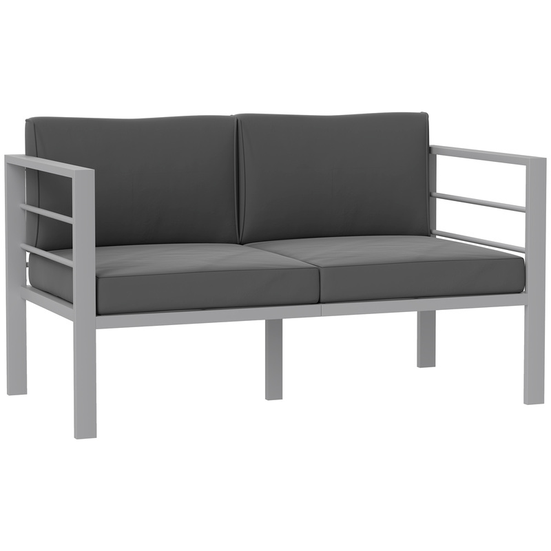 Outsunny Aluminium Loveseat Garden Bench - Charcoal Grey