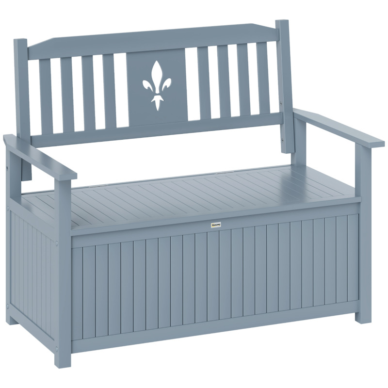 Outsunny Poplar Wood Two-seater Garden Storage Bench - Outdoor Storage Box