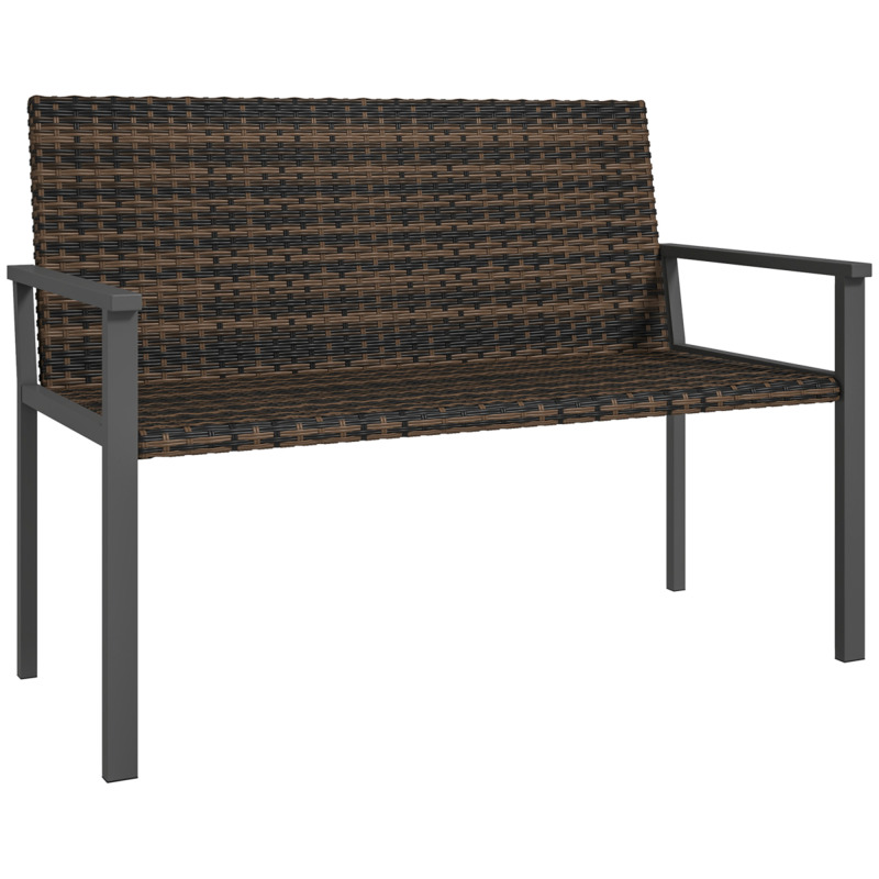Outsunny Plastic Rattan Two-seater Garden Bench With Quick-drying Padding