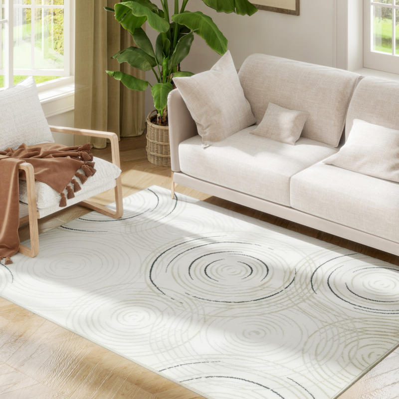Homcom Polypropylene Swirl Pattern Rug - Allergy-friendly, Washable, Underfloor Heating Compatible, Large