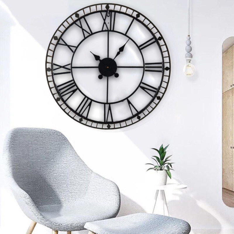 Metal Roman Numeral Wall Clock - 88cm Diameter