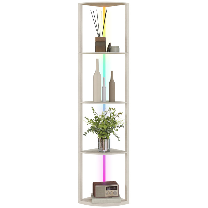 Homcom Rgb Led Shelving Floor Lamp With Remote Control - Living Room Lighting & Storage