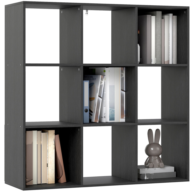 Homcom Particle Board 9 Cube Storage Unit Bookcase Display Shelves - Black