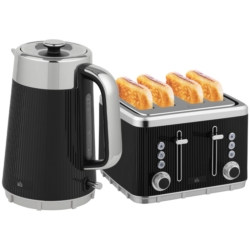 Homcom 1.7l Kettle & 4-slice Toaster Set - Black