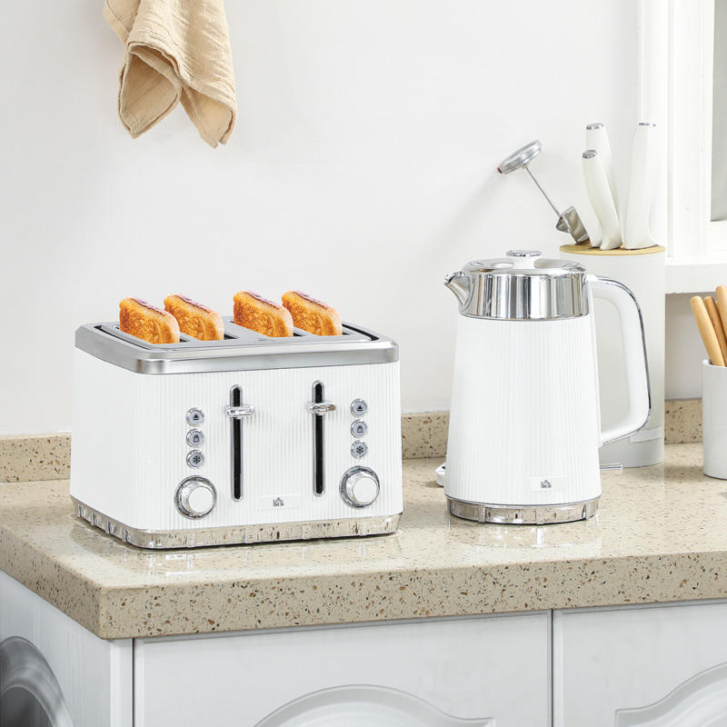 Rapid Boil Kettle & 4-slice Toaster Set - Large Capacity, Variable Browning, Easy Clean