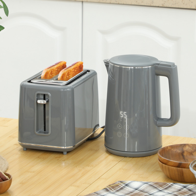 Rapid Boil Kettle & Variable Browning Toaster Set - Sleek Design, Easy To Clean