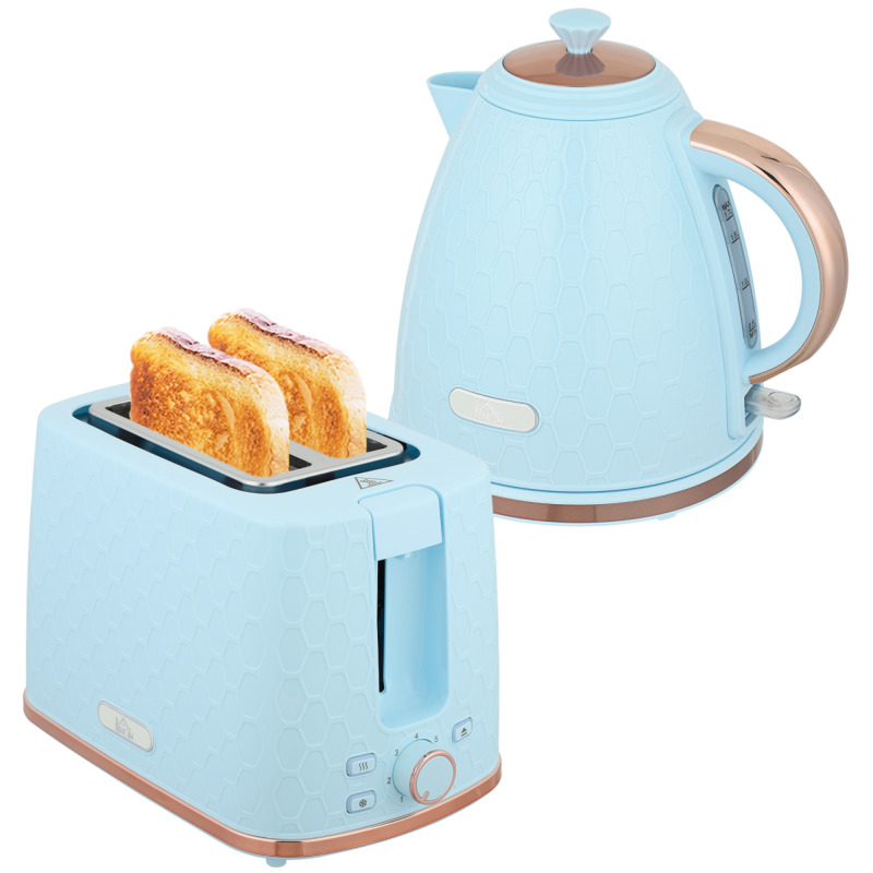 Homcom Honeycomb Kettle & 2 Slice Toaster Set 1.7l - Grey