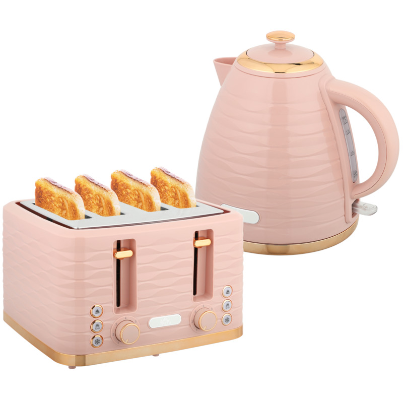 Homcom Ridged Kettle & 4 Slice Toaster Set - 1.7l Kettle
