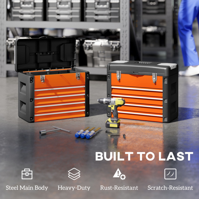 Sturdy Tool Box With Ample Storage Portable Handle - Ideal For Hand Tools Hardware