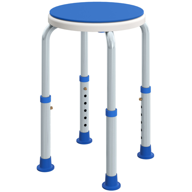 Homcom Aluminium 360 Swivel Shower Stool - Adjustable Height 135kg Capacity Non-slip Feet