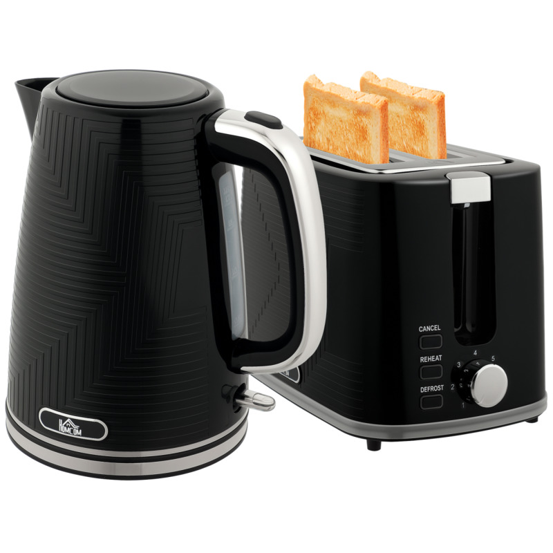 Homcom 1.7l Kettle & 2-slice Toaster Set With 7 Browning Levels - Rapid Boil, Safety Features