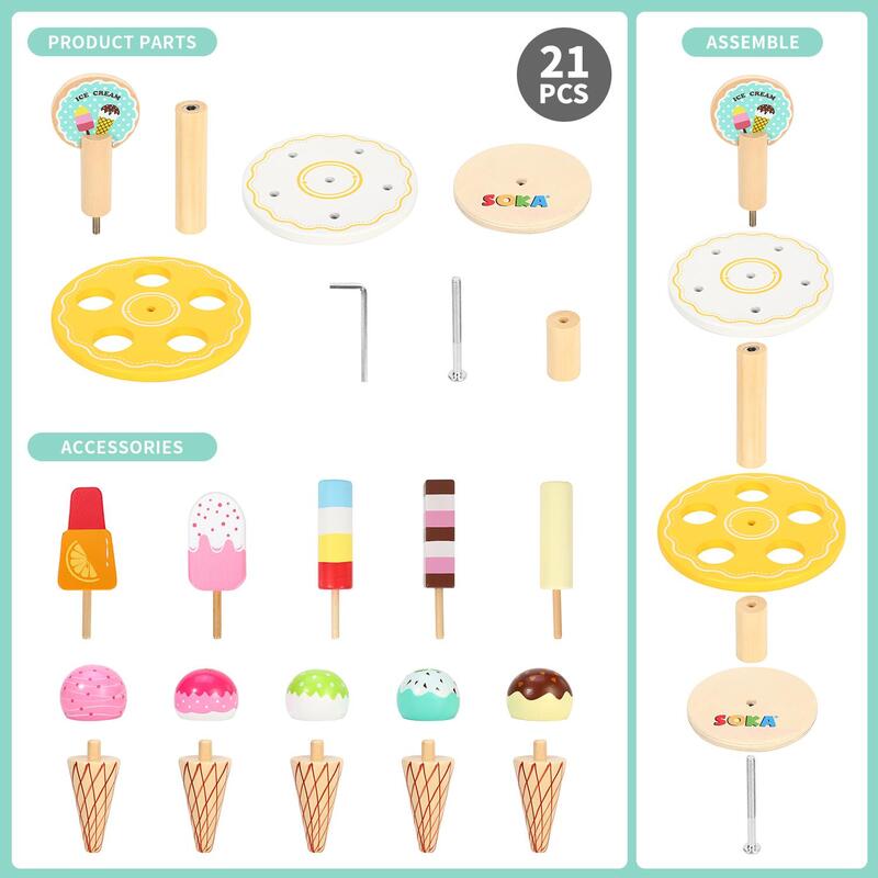 Soka Play Imagine Learn Ice Cream Stands - 10 Piece Set