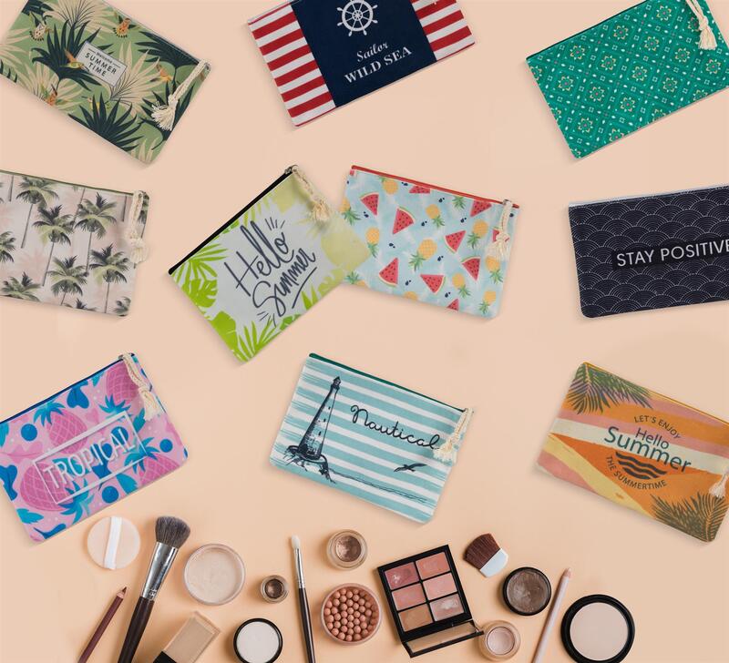 Vinsani Cotton Polyester Makeup Bag Cosmetic Pouch Portable Toiletry Organizer Pencil Case For Travel School Office