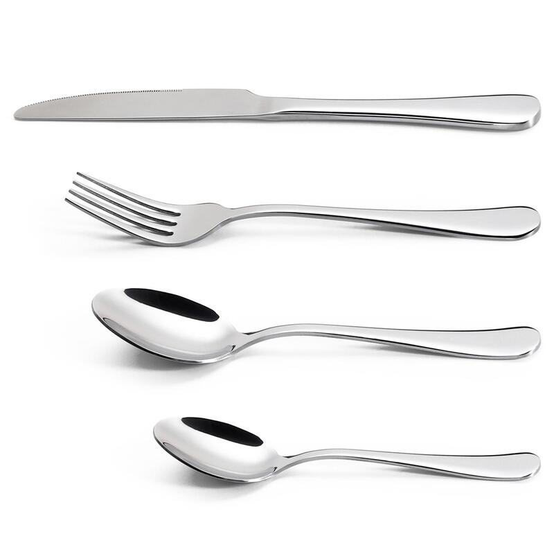 Vinsani Stainless Steel Cutlery Set - 24 Piece 6 Dinner Knives Forks Dessert Spoons Teaspoons Dishwasher Safe