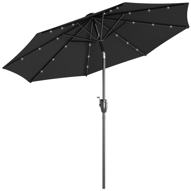Outsunny 24 Led Light Garden Parasol - Outdoor Tilt Sun Umbrella Patio Club Party Sunshade