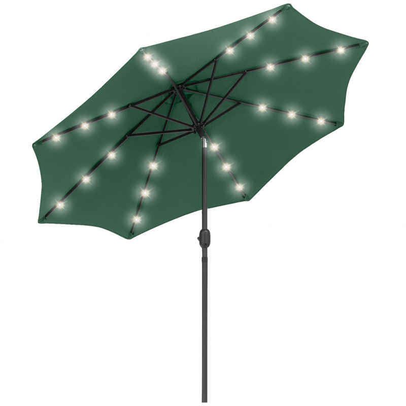 Outsunny 24 Led Solar Powered Parasol Umbrella - Garden Patio Outdoor Shade