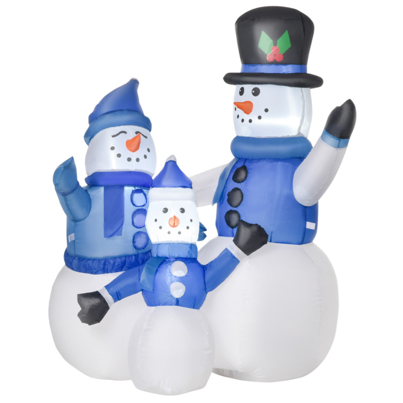 Homcom 4ft Inflatable Christmas Snowman Family Outdoor Indoor Yard Decoration With Led Lights