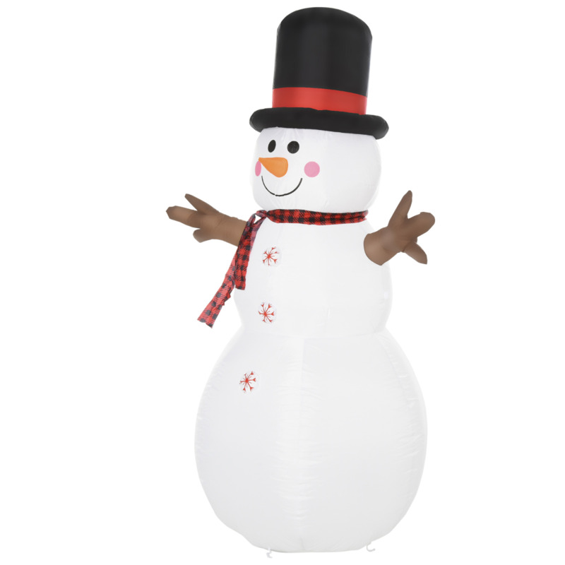 Homcom 6ft Inflatable Snowman Christmas Decoration - Built-in Led Lights, Weather-resistant Polyester, Includes Stakes & Ropes