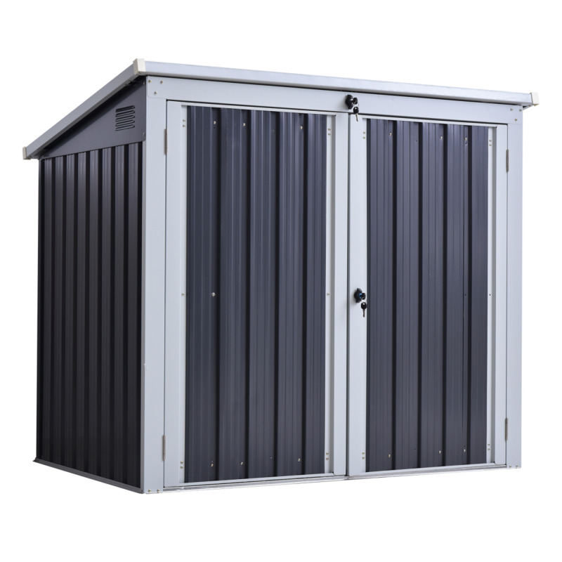 Outsunny Steel Garden Storage Shed For 2 Bins - Double Door Lid