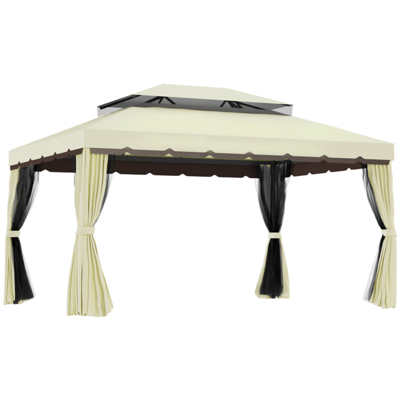 Outsunny 3m X 4m Aluminium Frame Gazebo With Vented Roof - Cream White
