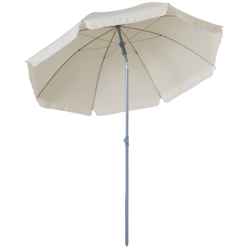 Outsunny 2.2m Tilt Beach Umbrella Parasol - Cream White