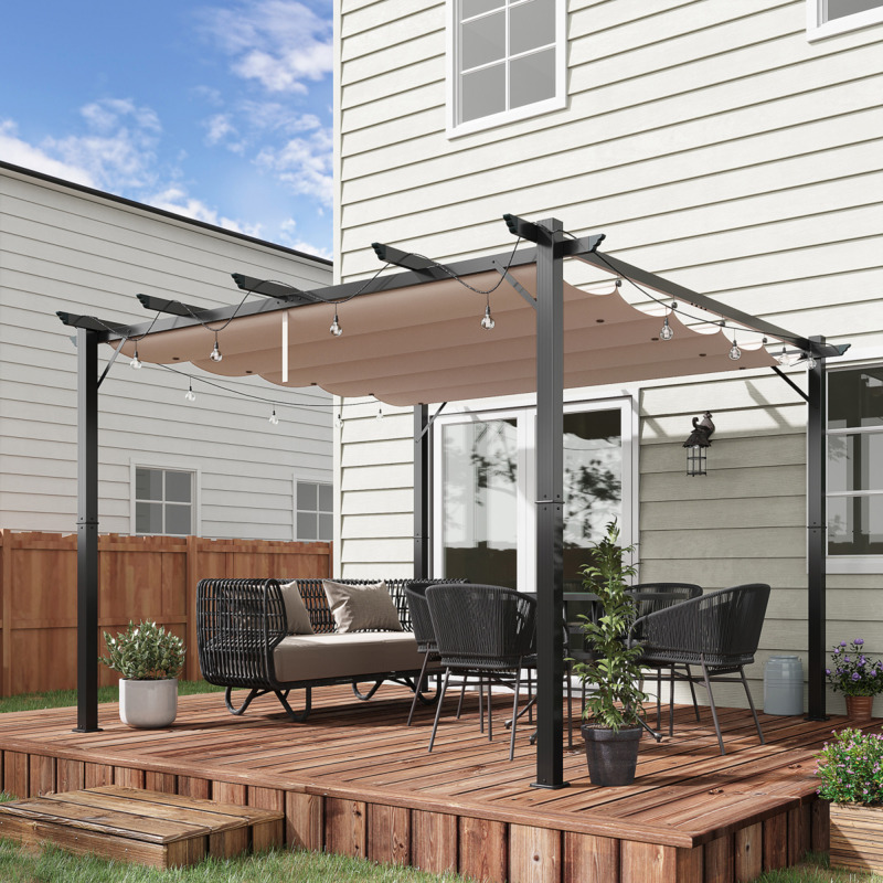 Outsunny 3x3m Pergola Awning - Brown/black