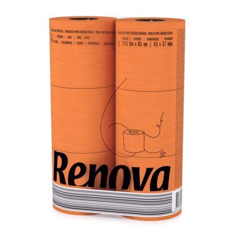 Renova 3-ply Soft Orange Toilet Tissue Rolls - Luxuriously Comfortable & Absorbent