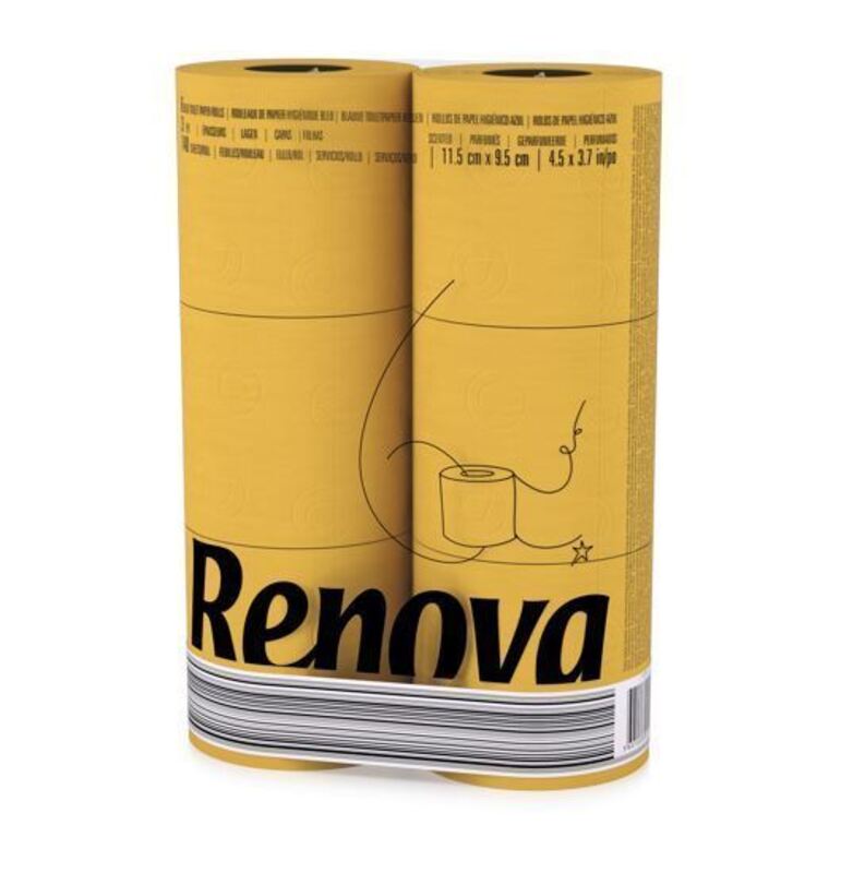 Renova 3-ply Soft Yellow Toilet Tissue Rolls - 6 Pack