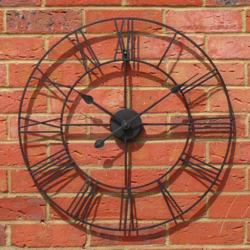 60cm Roman Metal Wall Clock - Black