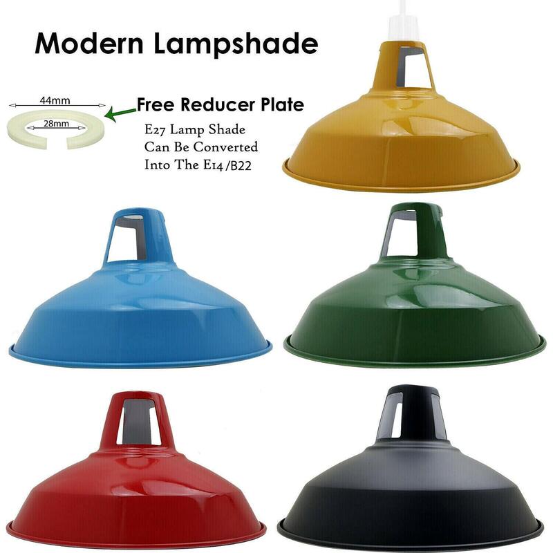 Metal Barn Style Ceiling Pendant Lampshades - Industrial Vintage Design, Various Colours