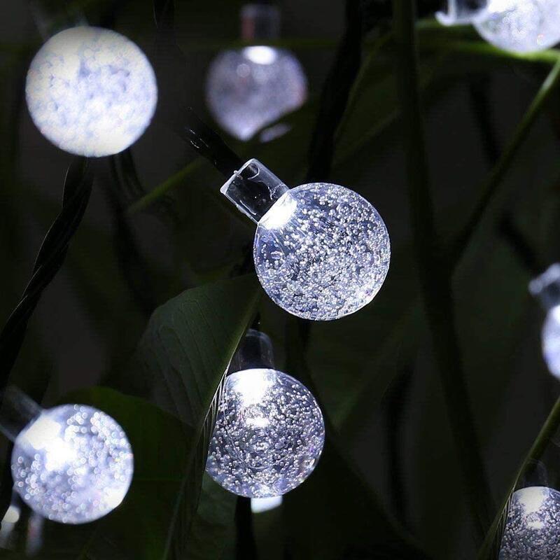 Planet Solar 30 White Crystal Ball Solar Powered String Lights - 6 Metre Length