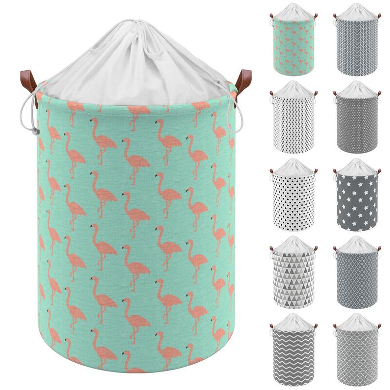 Vinsani Flamingo Freestanding Laundry Basket Sorter With Drawstring Lid